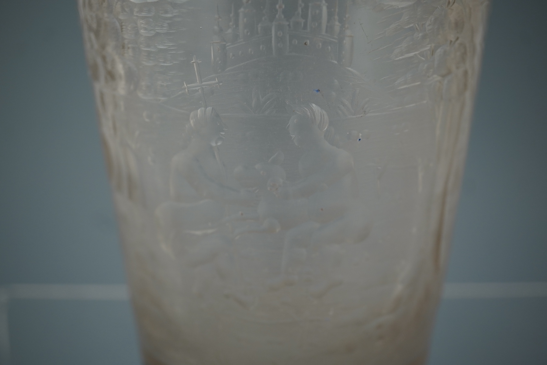 Two Bohemian engraved glass beakers, c.1680-1700
